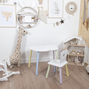 Комплект детский стол ОБЛАЧКО и стул ЗВЕЗДА ROLTI Baby (белая столешница/белое сиденье/цветные ножки) в Белоярском - beloyarskiy.mebel24.online | фото