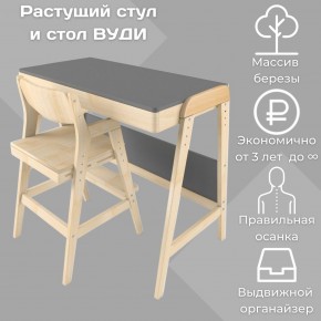 Комплект растущий стол и стул 38 попугаев «Вуди» (Серый, Без покрытия) в Белоярском - beloyarskiy.mebel24.online | фото