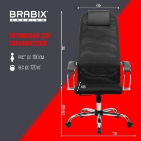 Кресло BRABIX PREMIUM "Ultimate EX-800" хром, плотная двойная сетка Х2, черное, 532911 в Белоярском - beloyarskiy.mebel24.online | фото 6