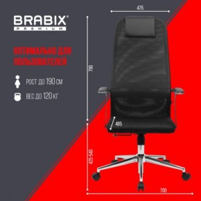 Кресло BRABIX PREMIUM "Ultimate EX-801" хром, плотная двойная сетка Х2, черное, 532917 в Белоярском - beloyarskiy.mebel24.online | фото 7