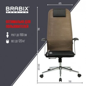 Кресло BRABIX PREMIUM "Ultimate EX-801" хром, плотная двойная сетка Х2, черное/коричневое, 532920 в Белоярском - beloyarskiy.mebel24.online | фото 6