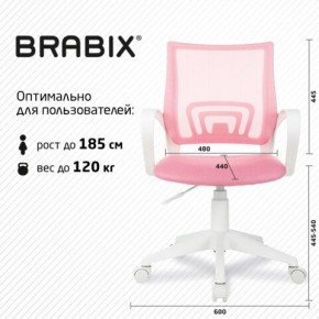 Кресло BRABIX "Fly MG-396W", с подлокотниками, пластик белый, сетка, розовое, 533008 в Белоярском - beloyarskiy.mebel24.online | фото 5