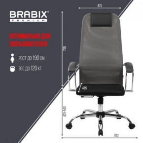 Кресло офисное BRABIX PREMIUM "Ultimate EX-800" хром, плотная двойная сетка Х2, черное/серое, 532912 в Белоярском - beloyarskiy.mebel24.online | фото 3