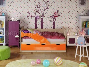 Кровать Дельфин-1 800*1600 (Оранжевый металлик/дуб крафт белый) в Белоярском - beloyarskiy.mebel24.online | фото
