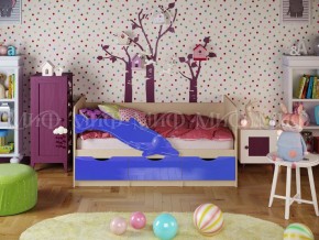 Кровать Дельфин-1 800*1600 (Синий металлик/дуб крафт белый) в Белоярском - beloyarskiy.mebel24.online | фото