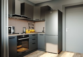 Кухня угловая Антрацит 2200х1000 (Стол. 38мм) в Белоярском - beloyarskiy.mebel24.online | фото 1