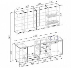 Кухонный гарнитур Антрацит 2200 (Стол. 26мм) в Белоярском - beloyarskiy.mebel24.online | фото 3