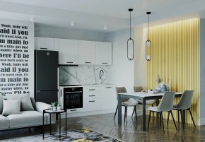 Кухонный гарнитур Белый Глянец 2550 (Стол. 38мм) в Белоярском - beloyarskiy.mebel24.online | фото