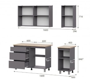 Кухонный гарнитур ДЕНВЕР (1600) Графит серый/Дуб Сонома в Белоярском - beloyarskiy.mebel24.online | фото 2