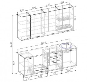 Кухонный гарнитур Пайн 2200 (Стол. 38мм) в Белоярском - beloyarskiy.mebel24.online | фото 2