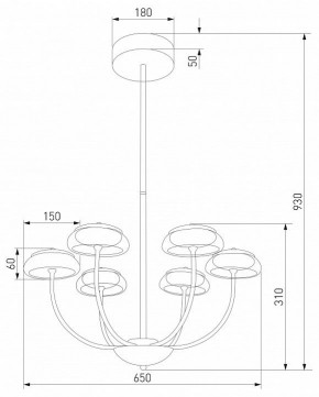 Люстра на штанге Eurosvet Fungo 50388 LED черный в Белоярском - beloyarskiy.mebel24.online | фото 4