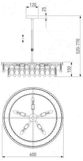 Люстра на штанге Eurosvet Sophie 60165/6 латунь в Белоярском - beloyarskiy.mebel24.online | фото 3