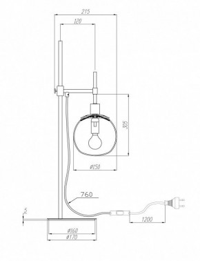 Настольная лампа декоративная Maytoni Erich MOD221-TL-01-N в Белоярском - beloyarskiy.mebel24.online | фото 3