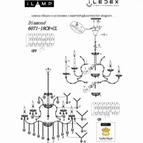 Подвесная люстра iLamp Diamond 6071-18 CR+CL в Белоярском - beloyarskiy.mebel24.online | фото 2