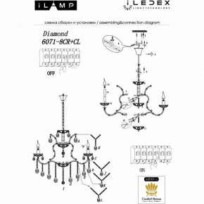 Подвесная люстра iLamp Diamond 6071-8 CR+CL в Белоярском - beloyarskiy.mebel24.online | фото 2