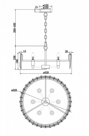 Подвесной светильник Maytoni Puntes MOD043PL-06G в Белоярском - beloyarskiy.mebel24.online | фото 4