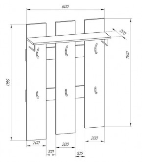 Прихожая-вешалка большая 800 в Белоярском - beloyarskiy.mebel24.online | фото 2