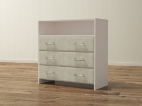 PROxSON Комод Varna (ЛДСП Белая+ткань Белый/Savana Milk (молочный)) 90x40 в Белоярском - beloyarskiy.mebel24.online | фото 1