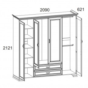 Шкаф 4D2S Z, TIFFANY, цвет вудлайн кремовый в Белоярском - beloyarskiy.mebel24.online | фото 1