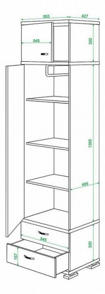 Шкаф платяной Домино КС-10 в Белоярском - beloyarskiy.mebel24.online | фото 3