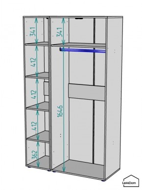 Шкаф Linnea MHR-3-1 2050х1200х510 (Белый-М 11.1.1) в Белоярском - beloyarskiy.mebel24.online | фото 3