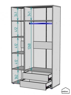 Шкаф Linnea MHR-3PO-2 2050х1200х510 (Белый-М 11.1.2) в Белоярском - beloyarskiy.mebel24.online | фото 3