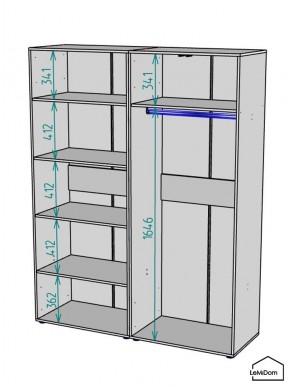 Шкаф Linnea MHR-4-1 2050х1600х510 (Графит-М 11.1.25) в Белоярском - beloyarskiy.mebel24.online | фото 3