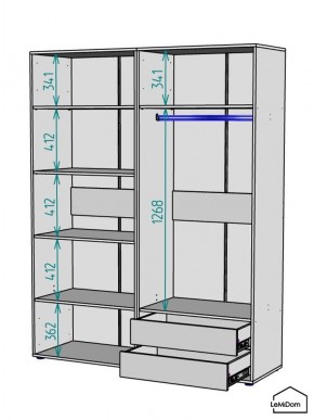 Шкаф Linnea MHR-4-2 2050х1600х510 (Белый-М 11.1.2) в Белоярском - beloyarskiy.mebel24.online | фото 3