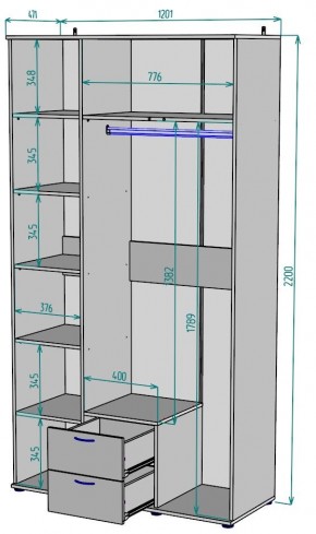 Шкаф Ольга H54 в Белоярском - beloyarskiy.mebel24.online | фото 2