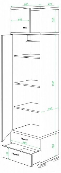 Шкаф платяной Домино КС-10 в Белоярском - beloyarskiy.mebel24.online | фото 2