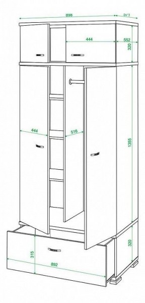 Шкаф платяной Домино КС-20 в Белоярском - beloyarskiy.mebel24.online | фото 3