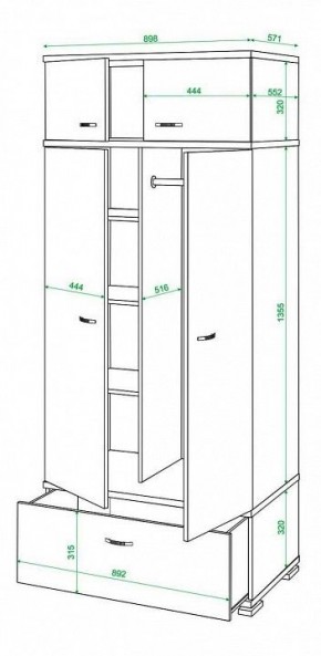 Шкаф платяной Домино КС-20 в Белоярском - beloyarskiy.mebel24.online | фото 3