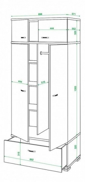 Шкаф платяной Домино КС-20 в Белоярском - beloyarskiy.mebel24.online | фото 2