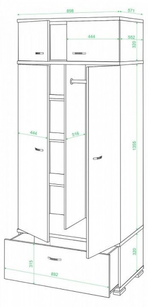 Шкаф платяной Домино КС-20 в Белоярском - beloyarskiy.mebel24.online | фото 2