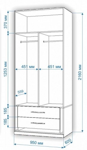 Шкаф платяной Нобиле Пл-95/60 в Белоярском - beloyarskiy.mebel24.online | фото 2