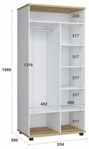 Шкаф платяной СкайЛайт СЛ-06К в Белоярском - beloyarskiy.mebel24.online | фото 5