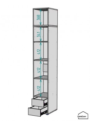 Шкаф с антресолью Linnea MHR-1A-4 2450х400х510 (Графит-М 11.1.25) в Белоярском - beloyarskiy.mebel24.online | фото 3