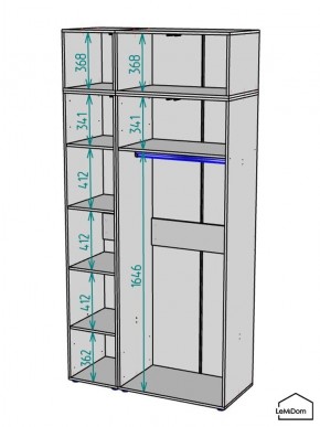 Шкаф с антресолью Linnea MHR-3POA-1 2450х1200х510 (Белый-М 11.1.2) в Белоярском - beloyarskiy.mebel24.online | фото 3