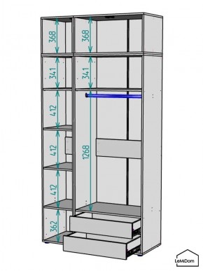 Шкаф с антресолью Linnea MHR-3POA-2 2450х1200х510 (Белый-М 11.1.2) в Белоярском - beloyarskiy.mebel24.online | фото 3
