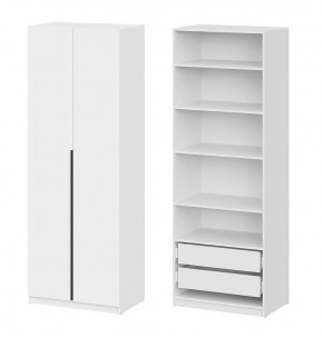 Шкаф ШК-5 + 4 полки + ящики (800) Белый текстурный в Белоярском - beloyarskiy.mebel24.online | фото 1