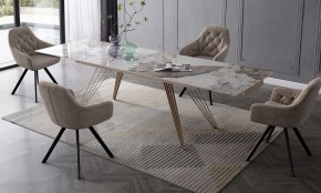Стол ACERRA NEW 160 GLOSS LUXURY PANDORA SOLID CERAMIC/ каркас цвета шампань, ®DISAUR в Белоярском - beloyarskiy.mebel24.online | фото 3