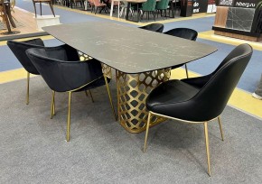 Стол CHIAVARI 220 KL-116 Черный мрамор матовый, итальянская керамика / бронзовый, ®DISAUR в Белоярском - beloyarskiy.mebel24.online | фото 2