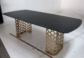 Стол CHIAVARI 220 KL-116 Черный мрамор матовый, итальянская керамика / бронзовый, ®DISAUR в Белоярском - beloyarskiy.mebel24.online | фото 4