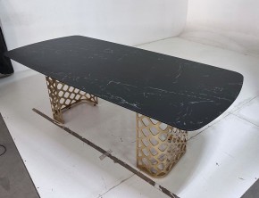 Стол CHIAVARI 220 KL-116 Черный мрамор матовый, итальянская керамика / бронзовый, ®DISAUR в Белоярском - beloyarskiy.mebel24.online | фото 6