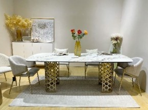 Стол CHIAVARI 220 KL-188 Контрастный мрамор матовый, итальянская керамика / Шампань, ®DISAUR в Белоярском - beloyarskiy.mebel24.online | фото 2