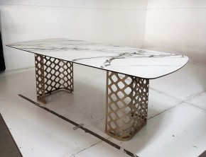 Стол CHIAVARI 220 KL-188 Контрастный мрамор матовый, итальянская керамика / Шампань, ®DISAUR в Белоярском - beloyarskiy.mebel24.online | фото 6