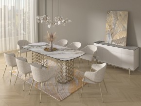 Стол CHIAVARI 220 KL-188 Контрастный мрамор матовый, итальянская керамика / Шампань, ®DISAUR в Белоярском - beloyarskiy.mebel24.online | фото 9