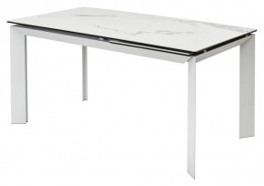 Стол CREMONA 140 HIGH GLOSS STATUARIO Белый мрамор глянцевый, керамика/ белый каркас, ®DISAUR в Белоярском - beloyarskiy.mebel24.online | фото 1