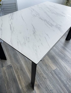 Стол CREMONA 180 KL-99 Белый мрамор матовый, итальянская керамика / черный каркас, ®DISAUR в Белоярском - beloyarskiy.mebel24.online | фото 2