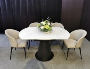 Стол TERAMO 135 GLOSS GRAND JADE SOLID CERAMIC, керамика, поворотн.механизм / Черный каркас, ®DISAUR в Белоярском - beloyarskiy.mebel24.online | фото 3